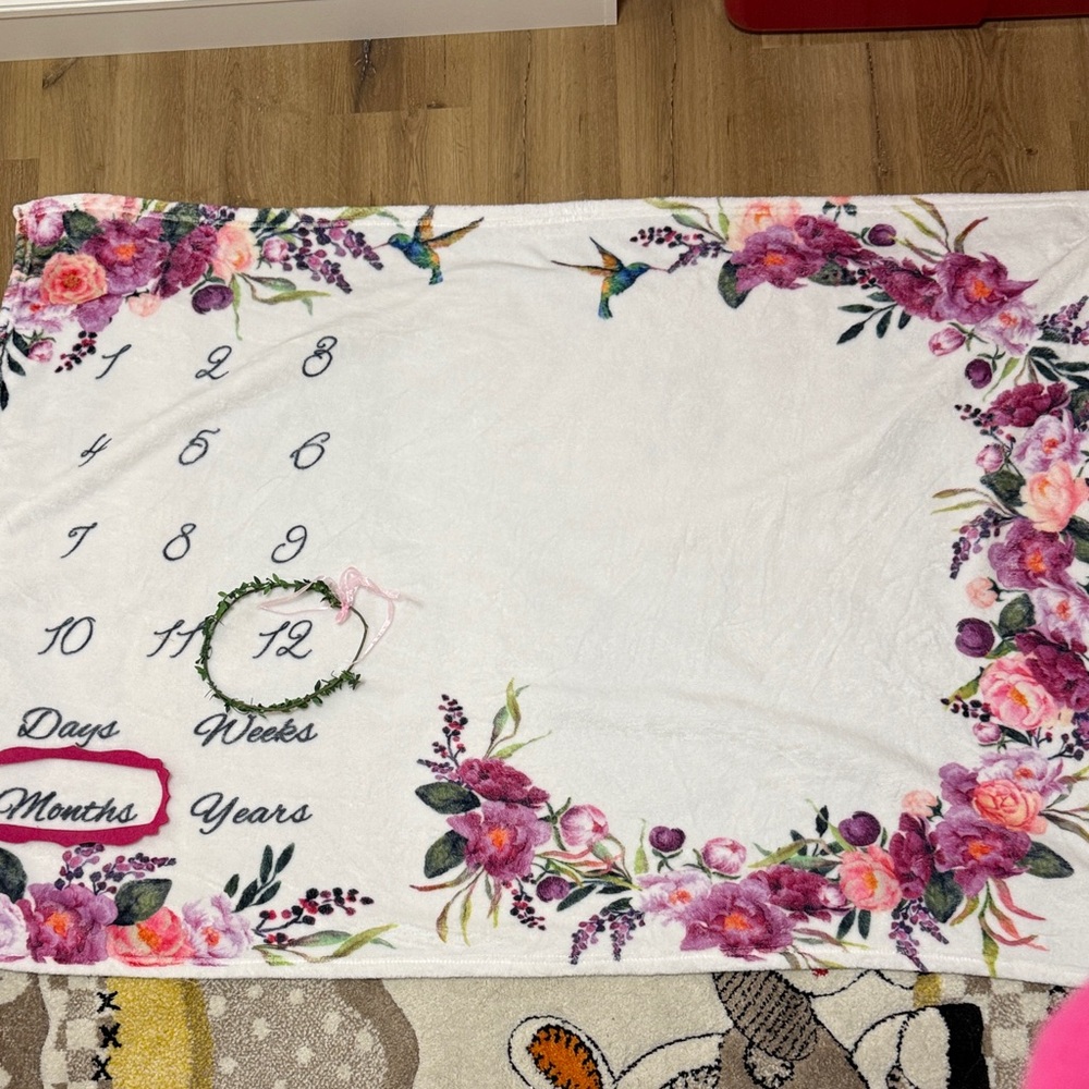 Floral Baby Milestone Blanket
